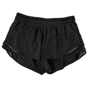 lululemon Black Running Shorts Size 6 Mesh Panels Athletic EUC